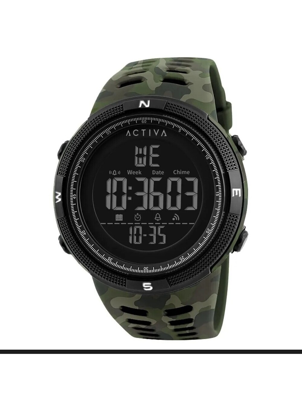 140 Activa Digital Sports Watch Camouflage Rubber Strap Backlight alarm